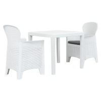 vidaXL 3dílný bistro set bílý plastový ratanový design