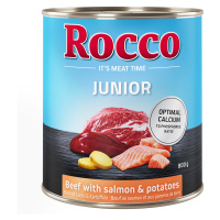 Rocco Junior 12 x 800 g - výhodné balení - hovězí s lososem a bramborami