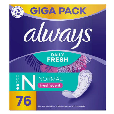 Always Daily Fresh Normal, Se svěží vůní 76 ks. Pro slevu 10% zadejte v košíku EAN: 998591000648