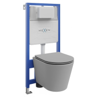MEXEN/S WC předstěnová instalační sada Fenix Slim s mísou WC Rico + sedátko softclose, světle še