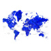 Mapa World map with labels in Spanish, cobalt blue watercolor, Blursbyai, 40 × 26.7 cm