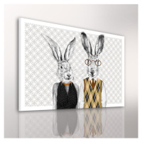 Obraz na plátně MR. AND MRS. RABBIT různé rozměry Ludesign ludesign obrazy: 100x70 cm