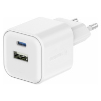 Swissten síťový adaptér GaN 1x USB-C 35W PD + 1x USB-A 27W QC bílý