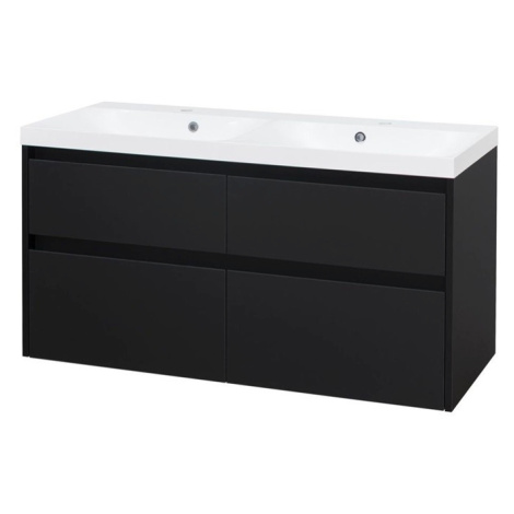 MEREO Opto, koupelnová skříňka s umyvadlem z litého mramoru 121 cm, černá CN943M