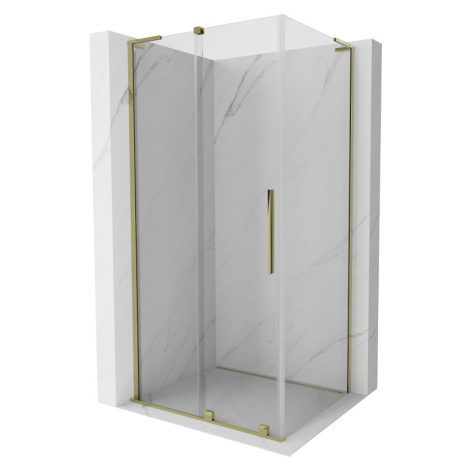 MEXEN/S Velar L sprchový kout, posuvné dveře 90 x 110, transparent, zlato 871-090-110-03-50