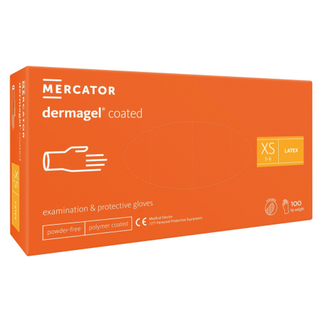 DERMAGEL COATED - Latexové nepudrované rukavice tělové, vnitřní vrstva polymer, 100 ks, XS MERCATOR MEDICAL