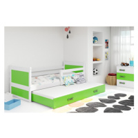 Dětská postel s výsuvnou postelí RICO 200x90 cm Zelená Bílá