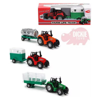 DICKIE Traktor kovový s přívěsem 18cm farmářský 3 druhy
