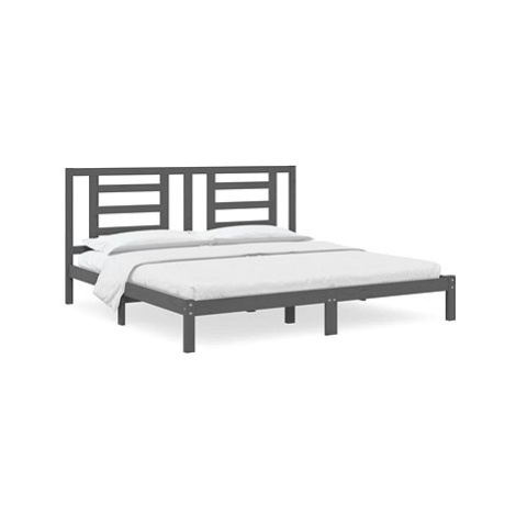 Rám postele šedý masivní borovice 200 × 200 cm, 3104370 SHUMEE