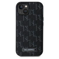 Zadní kryt Karl Lagerfeld PU Leather Monogram Metal Logo Magsafe pro Apple iPhone 14, černá