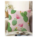Růžovo-zelený povlak na polštář s příměsí bavlny Minimalist Cushion Covers Blooming Cactus, 55 x