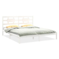 Rám postele bílý masivní dřevo 200 × 200 cm, 3105686