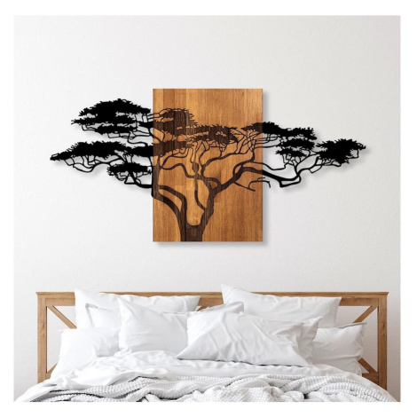 Nástěnná dekorace 70x144 cm strom dřevo/kov Donoci