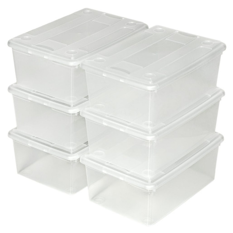 tectake 401685 úložné boxy plastové krabice sada 6 dílná - průhledná průhledná umělá hmota
