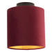 Stropní lampa s velurovým odstínem červená se zlatem 20 cm - černá Combi