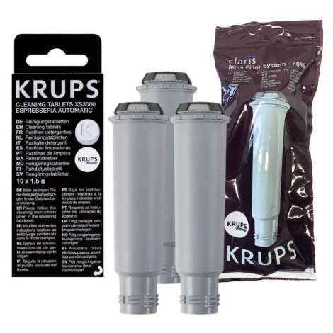Krups F08801 Aqua Filter Claris 3 ks + XS300010 čisticí tablety