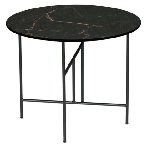 Černý konferenční stůl s porcelánovou deskou WOOOD Vida, ⌀ 60 cm