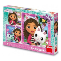 Dino Puzzle 3v1 Gabi a kamarádi/Gabby´s Dollhouse 18x18cm v krabici 27,5x19x4cm