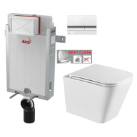 ALCADRAIN Renovmodul předstěnový instalační systém s bílým/ chrom tlačítkem M1720-1 + WC INVENA 