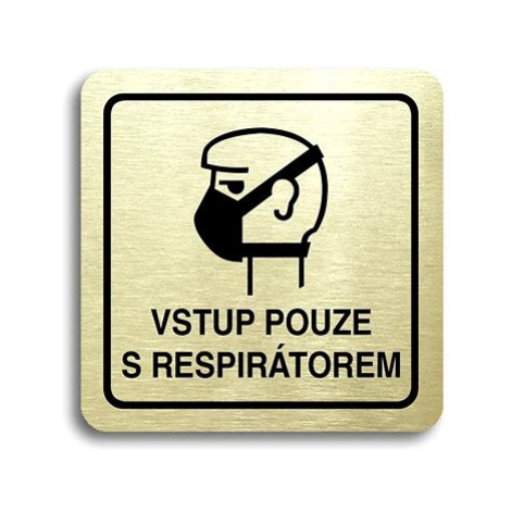 Accept Piktogram "vstup pouze s respirátorem II" (80 × 80 mm) (zlatá tabulka - černý tisk)