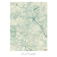 Mapa Stuttgard, Hubert Roguski, 30x40 cm