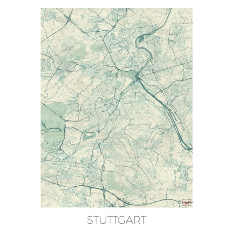 Mapa Stuttgard, Hubert Roguski, 30 × 40 cm