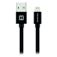 SWISSTEN datový kabel USB-A - Lightning, opletený, 1.2m, černá - 71523201