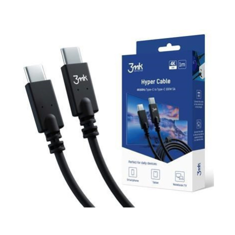 3mk datový kabel - Hyper Cable 4k60Hz 1m 100W C to C, černá