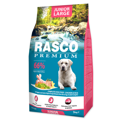 Rasco Premium Junior Large Kuře s rýží granule 3 kg