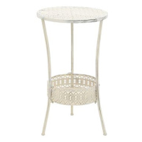 Bistro stolek ve vintage stylu kulatý kovový 40x70 cm bílý