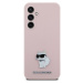 Karl Lagerfeld Liquid Silicone Metal Choupette kryt Samsung Galaxy S23 FE růžový