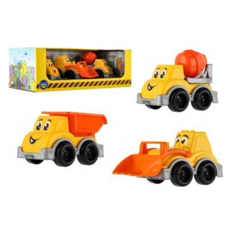 Auto stavební 3ks plast 10-11cm na volný chod v krabičce 26x9x12cm Teddies