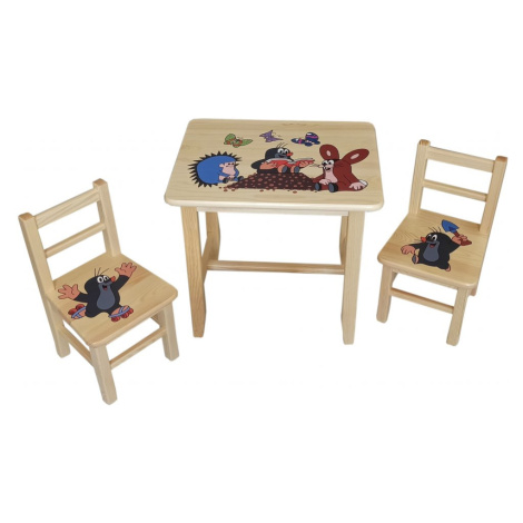 Dřevěný dětský stoleček s židličkami - Krteček