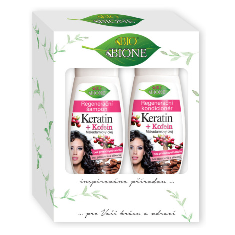 BIO BIONE Keratin + kofein regenerační šampon + kondiconér dárková kazeta 2 ks