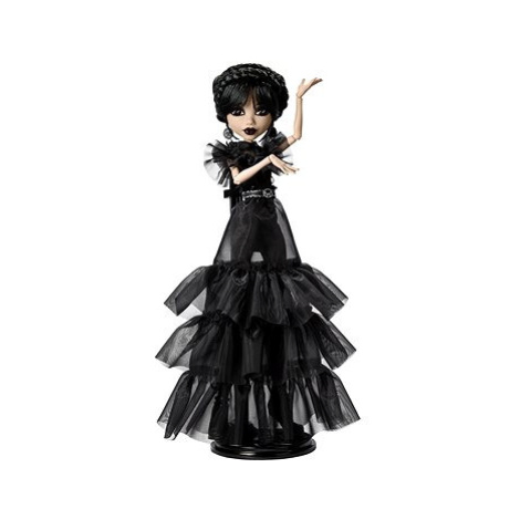 Sběratelská panenka Monster High X Wednesday Addams v černých šatech Rave’N, doplňky HXJ03 Mattel