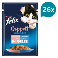 FELIX Chutná tak dobře, jak vypadá Doppelt Lecker v želé sardinky a losos 26 × 85 g