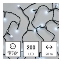 LED vánoční cherry řetěz – kuličky, 20 m, venkovní i vnitřní, studená bílá, programy