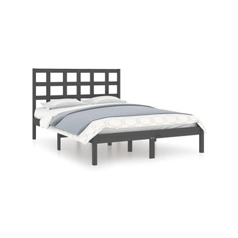 Rám postele šedý masivní dřevo 200 × 200 cm, 3105492 SHUMEE