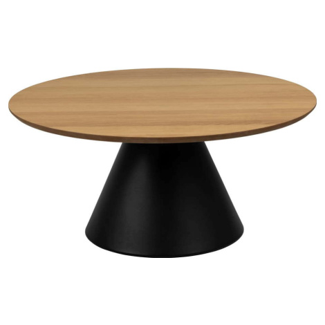 Černo-přírodní kulatý konferenční stolek s deskou v dubovém dekoru ø 85 cm Soli – Actona