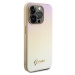 Guess PU Leather Iridescent Metal Script kryt iPhone 15 Pro zlatý