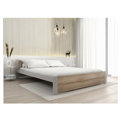 Postel IKAROS 160 x 200 cm, dub sonoma/šedá Rošt: Bez roštu, Matrace: Matrace Deluxe 10 cm