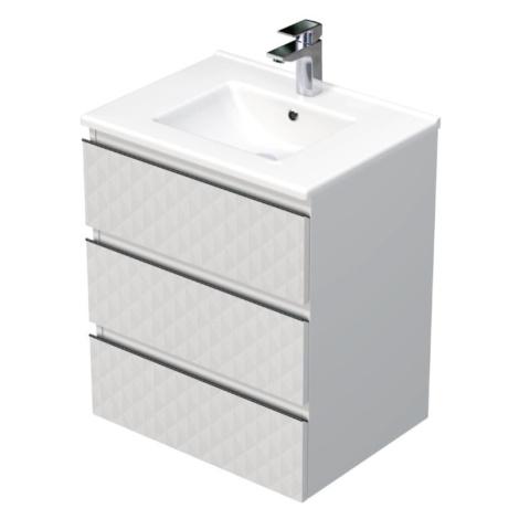 Koupelnová skříňka s umyvadlem SAT Cube Way 60x71x46 cm bílá mat CUBE3D603ZBMOD CUBE3D603ZBMOD