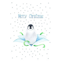 Ilustrace Christmas card with baby penguin, valentad, 30 × 40 cm