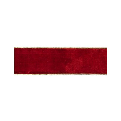 Stuha luxusní sametová červená se zlatým lemem 6,4 cm x 4,5 m LAALU