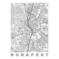 Mapa Budapest, Hubert Roguski, 30 × 40 cm