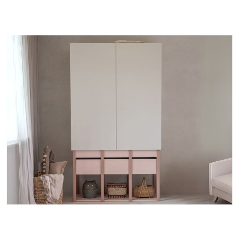 Dětská šatní skříň se šuplíky, tyčí a policemi TWEENS korálová
