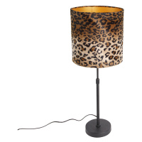 Stolní lampa černý sametový odstín leopardí design 25 cm - Parte