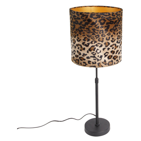 Stolní lampa černý sametový odstín leopardí design 25 cm - Parte QAZQA