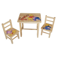 Dřevěný dětský stoleček s židličkami - Medvídek Pú