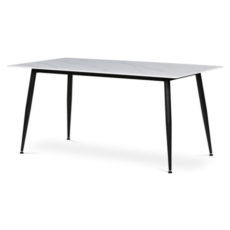 Jídelní stůl LUCIAN bílý mramor/černá, šířka 160 cm